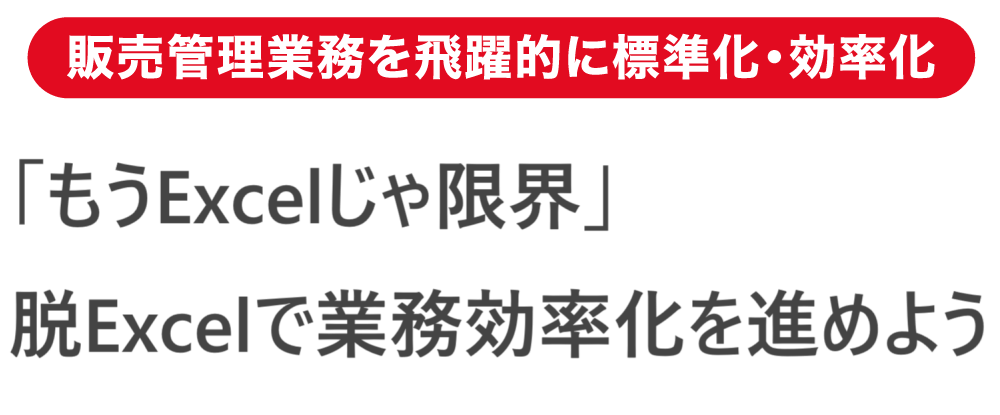 販売管理業務を飛躍的に標準化・効率化 Excelでの管理を卒業。販売管理をラクにする！